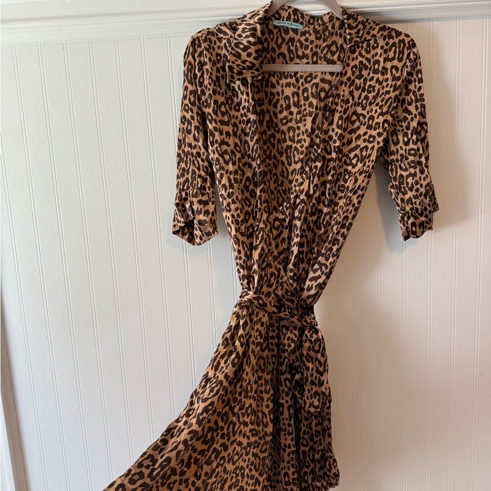 Guess by Marciano Brown Midi Dress with Wrap Design